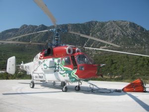 KA-32T helicopter with bambi bucket